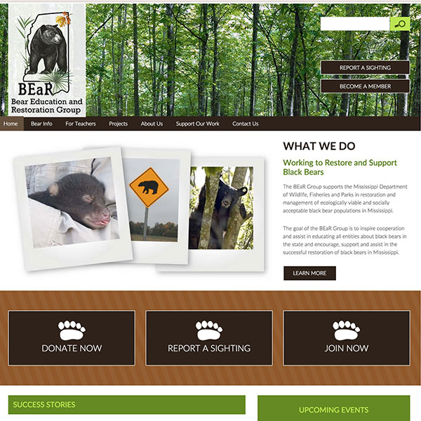 Bear Education and Restoration Group of Mississippi Website