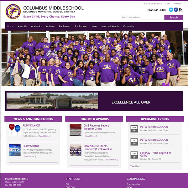 Custom Website Template for Columbus School System