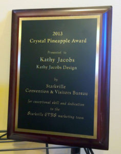 Crystal Pineapple Award Plaque for Kathy Jacobs Design & Marketing