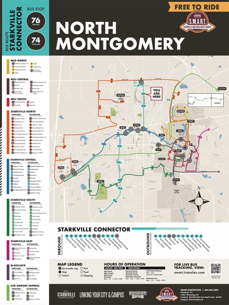 MSU SMART Bus sign and Map for North Montgomery