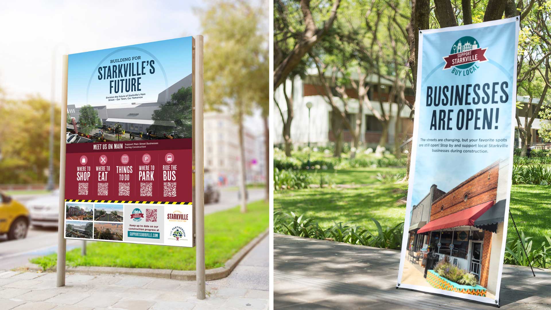 Starkville Main Street Renovation  signs and banner stand