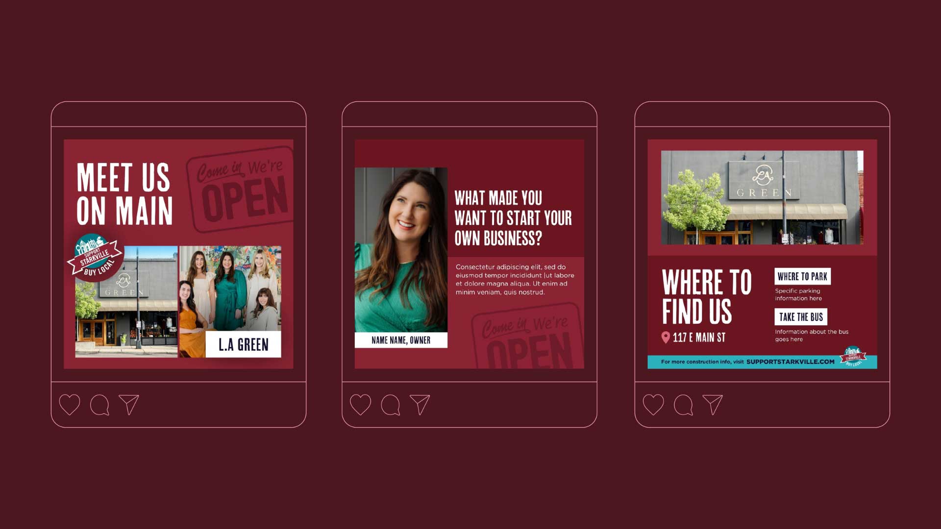 Social media images for Meet us On Main campaign