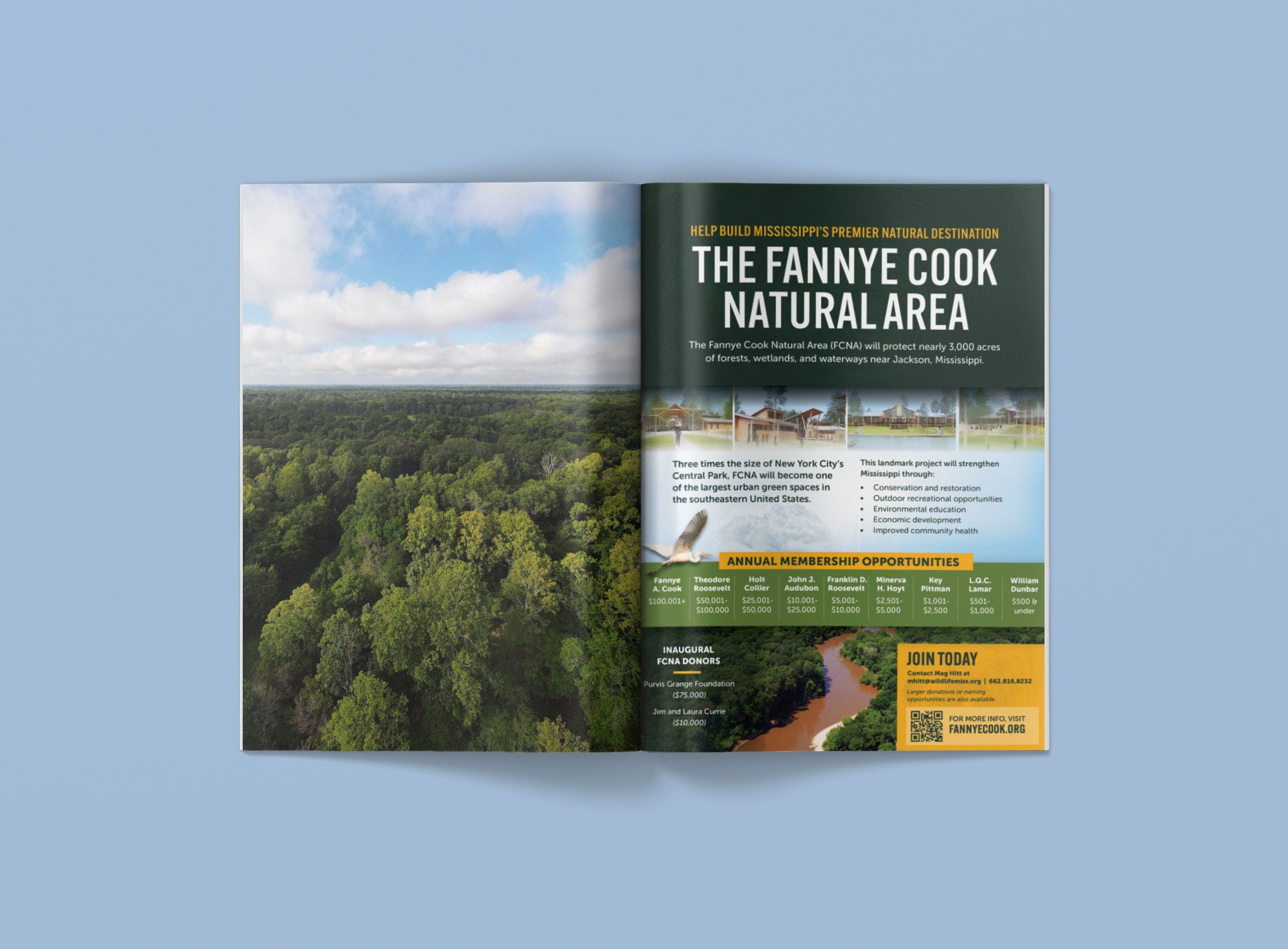 open magazine with Wildlife Mississippi Fannye Cook Natural Area (FCNA) Ad