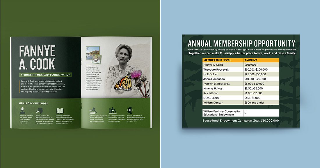 Fannye Cook Natural Area Project Overview Spread and Membership Card